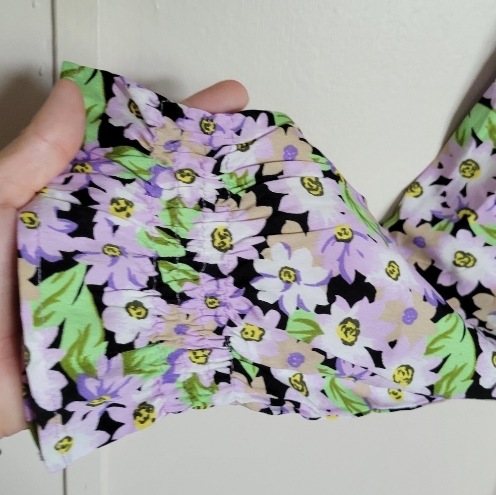 PIECES Women's Purple Long Sleeve Floral Midi Dress Size Large - Picture 2 of 7